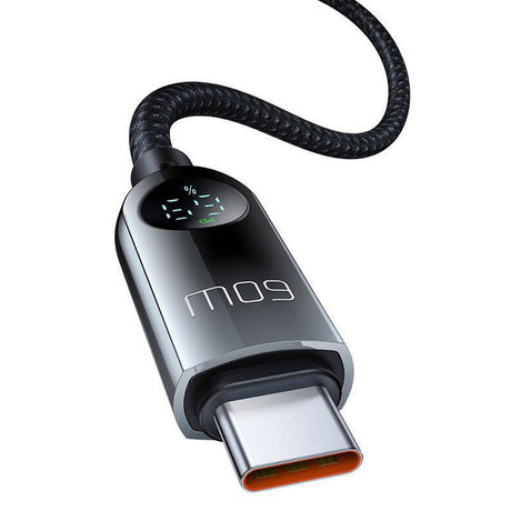 Cablu Mcdodo (CA-4780), Type-C to Type-C, PD60W, with Built-in LED Display, ABS + Nylon, 1.2m, Negru