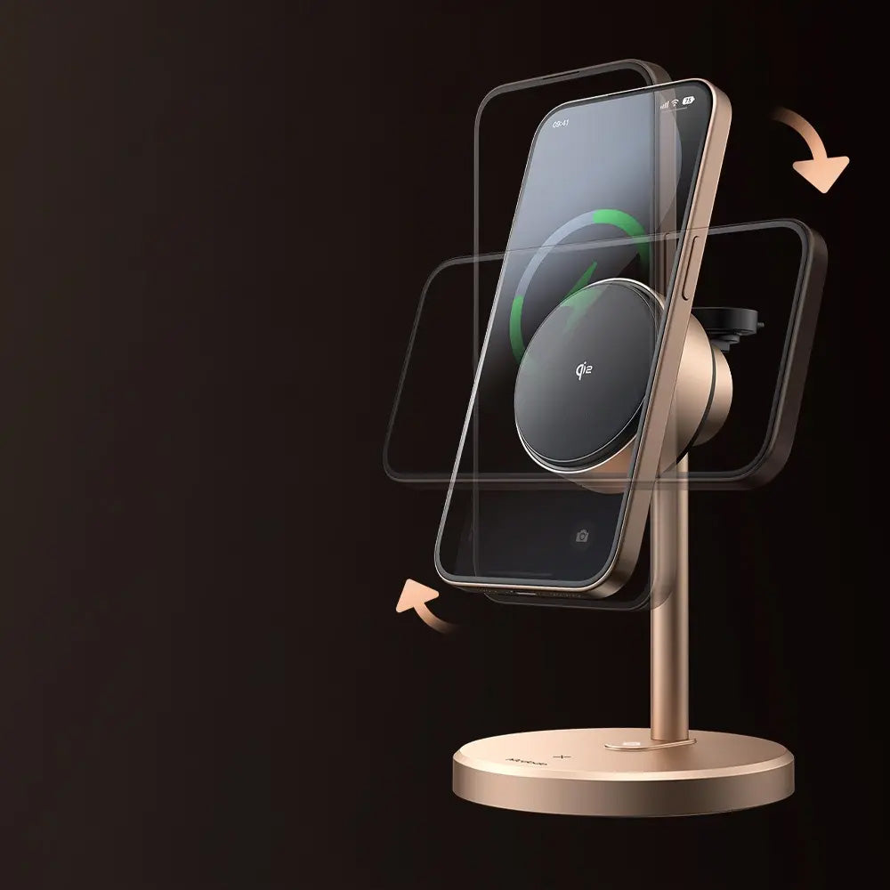 Incarcator Mcdodo Wireless Charging Station Black Swan Series (CH-2463), Magnetic, for iPhone/iWatch/Earbuds, 22.5W, Qi2, Auriu