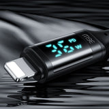Cablu Mcdodo (CA-1030), Type-C to Lightning, with Digital Display, Nylon Braided, Aluminum Alloy, 36W, 1.2m, Negru