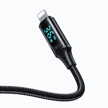 Cablu Mcdodo (CA-1030), Type-C to Lightning, with Digital Display, Nylon Braided, Aluminum Alloy, 36W, 1.2m, Negru