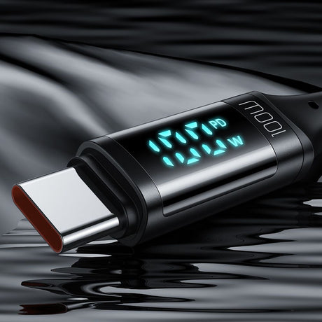Cablu Mcdodo (CA-1100), Type-C to Type-C, with Digital Display, Nylon Braided, Aluminum Alloy, 100W, 1.2m, Negru