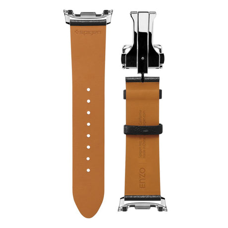 Accesoriu smartwatch Spigen Enzo (AMP10119) compatibil cu Samsung Galaxy Watch8 40mm/Watch8 44mm/Watch8 Classic, Genuine Goat Leather, Negru