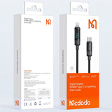Cablu Mcdodo BAT Series (CA-5210), USB-C to Lightning, 36W, Digital Display, 1.2m, Negru