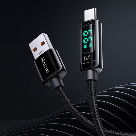 Cablu Mcdodo (CA-8690), USB-A to USB-C, 6A, Digital Display, 1.2m, Negru