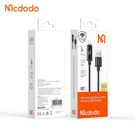 Cablu Mcdodo (CA-7970), USB-A to Lightning, Dual LED Display, 3A, 1.2m, Negru