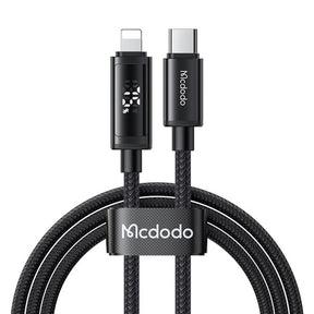 Cablu Mcdodo (CA-7990), USB-C to Lightning, Dual LED Display, 36W, Fast Charging, 1.2m, Negru