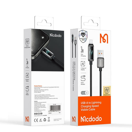 Cablu Mcdodo (CA-5250), USB-A to Lightning, LED Display, 1.2m, Negru
