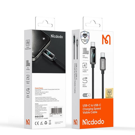 Cablu Mcdodo (CA-4250), USB-C to USB-C, 100W, LED Display, PD Fast Charging, 1.2m, Negru