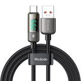 Cablu Mcdodo (CA-3630), Type-C to USB-A, 6A Digital Display, Auto Power Off, Transparent Design, 1.2m, Negru