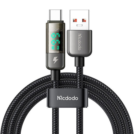 Cablu Mcdodo (CA-3630), Type-C to USB-A, 6A Digital Display, Auto Power Off, Transparent Design, 1.2m, Negru