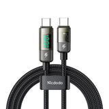 Cablu Mcdodo (CA-3610), Type-C to Type-C, 100W, Digital Display, Auto Power Off, Transparent Design, 1.2m, Negru