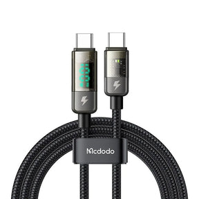 Cablu Mcdodo (CA-3610), Type-C to Type-C, 100W, Digital Display, Auto Power Off, Transparent Design, 1.2m, Negru