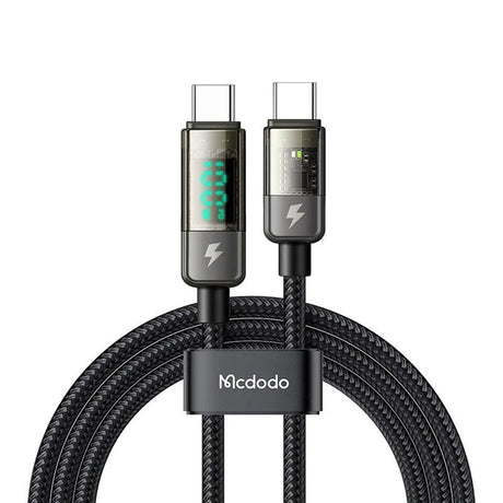 Cablu Mcdodo (CA-3610), Type-C to Type-C, 100W, Digital Display, Auto Power Off, Transparent Design, 1.2m, Negru