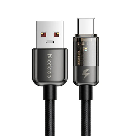 Cablu Mcdodo (CA-3150), USB to Type-C, 6A, Super Charge, Transparent Design, Auto Power Off, 1.2m, Negru
