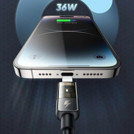 Cablu Mcdodo (CA-3160), Type-C to Lightning, 36W, Transparent Design, Auto Power Off, 1.2m, Negru