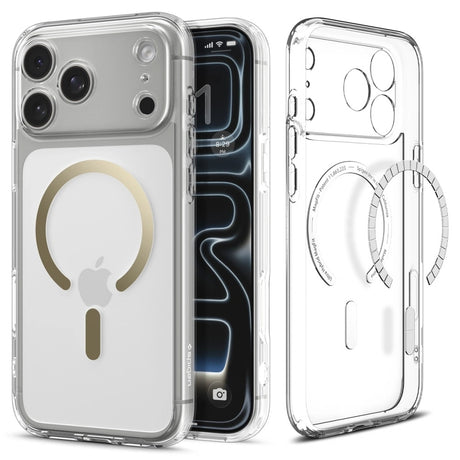 Husa de protectie Spigen Ultra Hybrid MagSafe (ACS10348) compatibil cu iPhone 17 Pro, Transparent /Gold