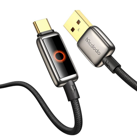 Cablu Mcdodo (CA-6650), with Breathing Light LED Display, USB-C to USB-A, Auto Power Off, 6A, 1.2m, Negru