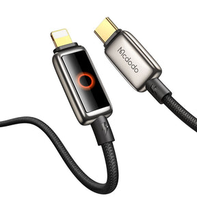 Cablu Mcdodo (CA-6670), with Breathing Light LED Display, USB-C to Lightning, Auto Power Off, 36W, 1.2m, Negru
