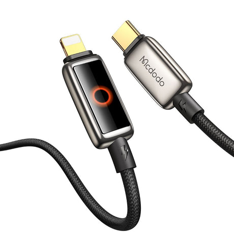 Cablu Mcdodo (CA-6670), with Breathing Light LED Display, USB-C to Lightning, Auto Power Off, 36W, 1.2m, Negru