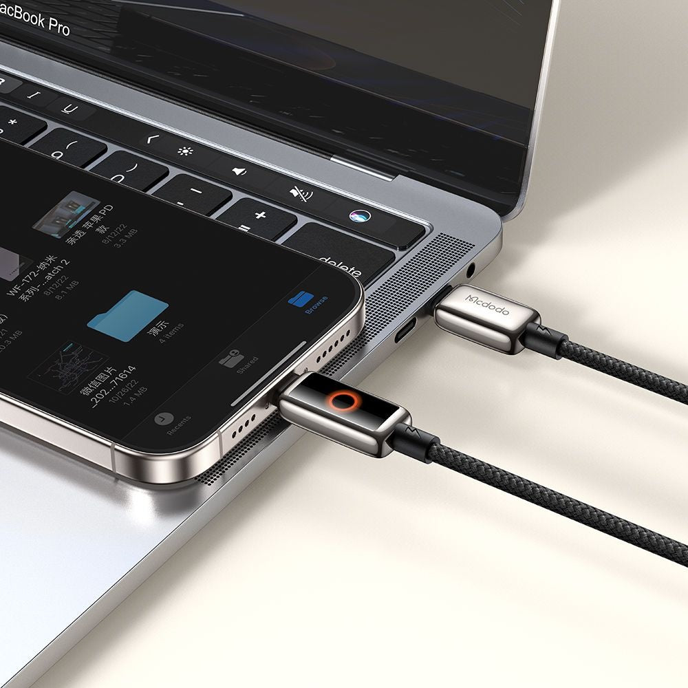 Cablu Mcdodo (CA-6670), with Breathing Light LED Display, USB-C to Lightning, Auto Power Off, 36W, 1.2m, Negru