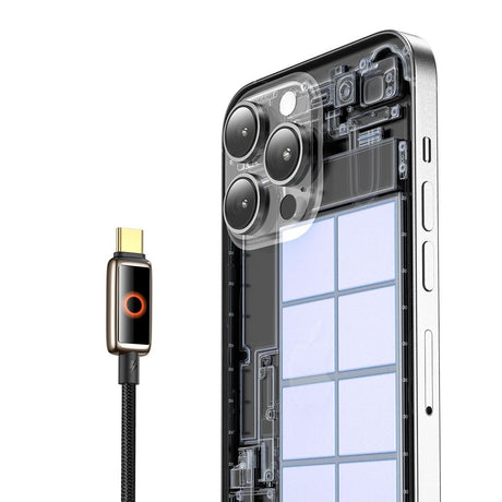 Cablu Mcdodo (CA-6681), with Breathing Light LED Display, USB-C to USB-C, Auto Power Off, 100W, 1.2m, Auriu Desert