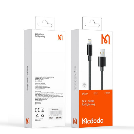 Cablu Mcdodo (CA-3640), USB to Lightning, Transparent Design, 3A, 1.2m, Negru
