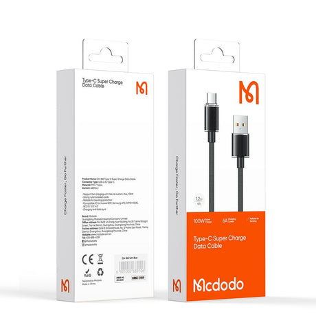 Cablu Mcdodo (CA-3650), Type-C to USB-A, Transparent Design, 100W, 1.2m, Negru