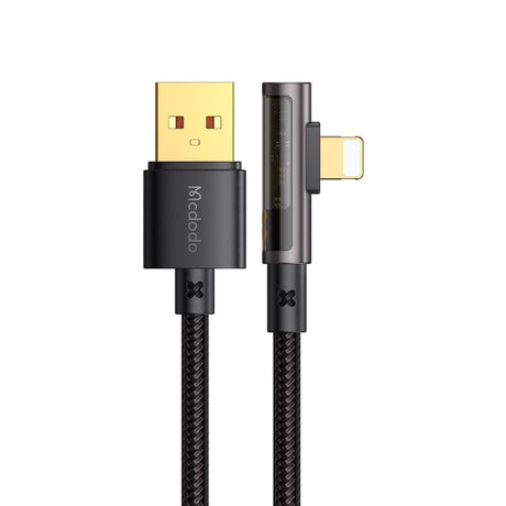 Cablu Mcdodo (CA-3510), USB-A to Lightning, 90 Degree Design, 3A, Transparent Design, 1.2m, Negru