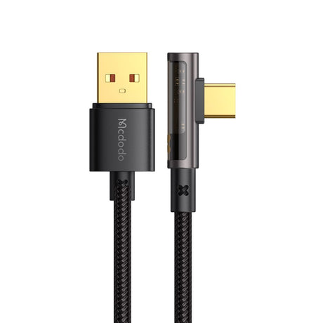 Cablu Mcdodo (CA-3380), USB-C to USB-A, 90 Degree Design, 6A, Transparent Design, 1.2m, Negru