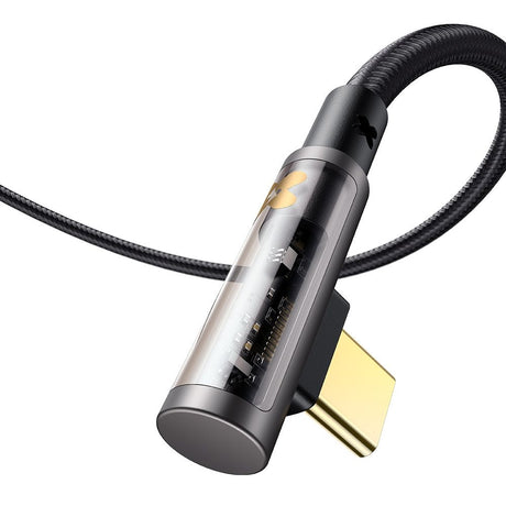 Cablu Mcdodo (CA-3400), USB-C to USB-C, 90 Degree Design, 100W, Transparent Design, 5A, 1.2m, Negru