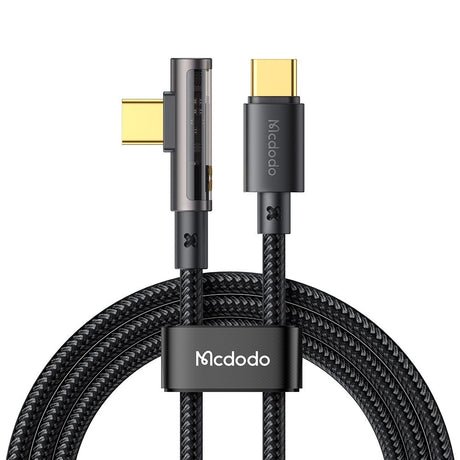 Cablu Mcdodo (CA-3400), USB-C to USB-C, 90 Degree Design, 100W, Transparent Design, 5A, 1.2m, Negru