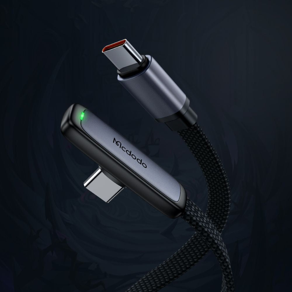 Cablu Mcdodo (CA-3360), USB-C to USB-C, 90 Degree Design, 65W, LED Indicator, 1.2m, Negru
