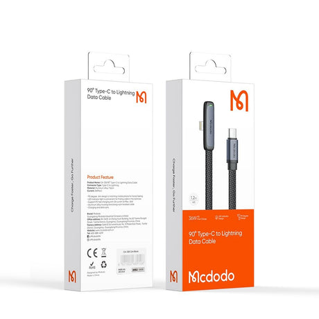 Cablu Mcdodo (CA-3350), Type-C to Lightning, 90 Degree Design, 36W, LED Indicator, 1.2m, Negru