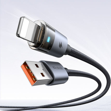 Cablu Mcdodo (CA-6910), with Charging Light, USB-A to Lightning, Transparent Cable, 3A, 1.2m, Negru