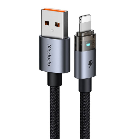 Cablu Mcdodo (CA-6910), with Charging Light, USB-A to Lightning, Transparent Cable, 3A, 1.2m, Negru