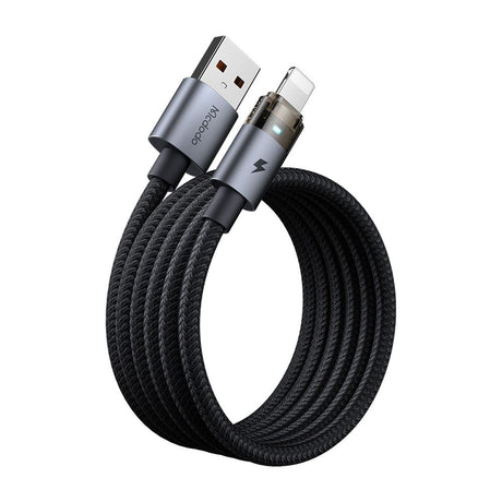 Cablu Mcdodo (CA-6910), with Charging Light, USB-A to Lightning, Transparent Cable, 3A, 1.2m, Negru