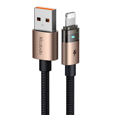 Cablu Mcdodo (CA-6911), with Charging Light, USB-A to Lightning, Transparent Cable, 3A, 1.2m, Auriu Desert