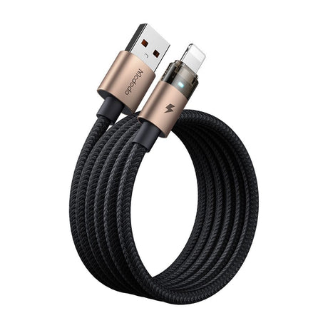 Cablu Mcdodo (CA-6911), with Charging Light, USB-A to Lightning, Transparent Cable, 3A, 1.2m, Auriu Desert