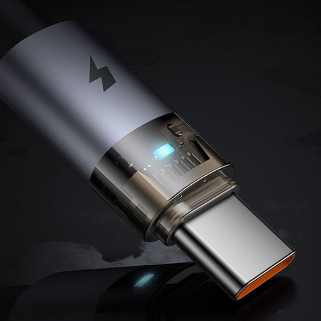 Cablu Mcdodo (CA-6890), with Charging Light, USB-C to USB-A, Transparent Cable, 6A, 1.2m, Negru