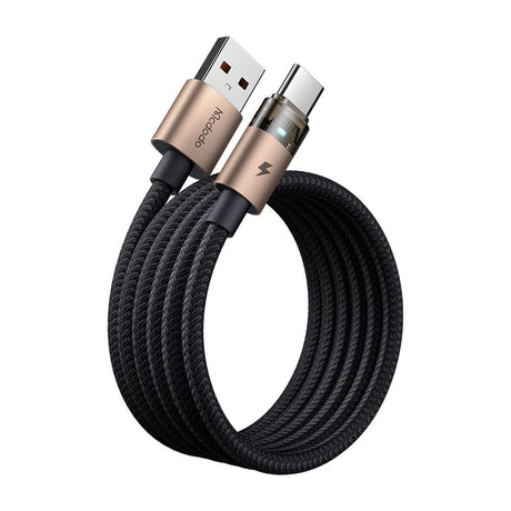 Cablu Mcdodo (CA-6891), with Charging Light, USB-C to USB-A, Transparent Cable, 6A, 1.2m, Auriu Desert
