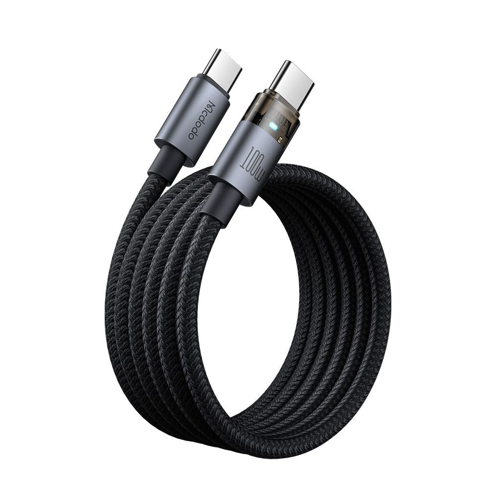 Cablu Mcdodo (CA-5580), with Charging Light, USB-C to USB-C, Transparent Cable, 100W, 1.2m, Negru