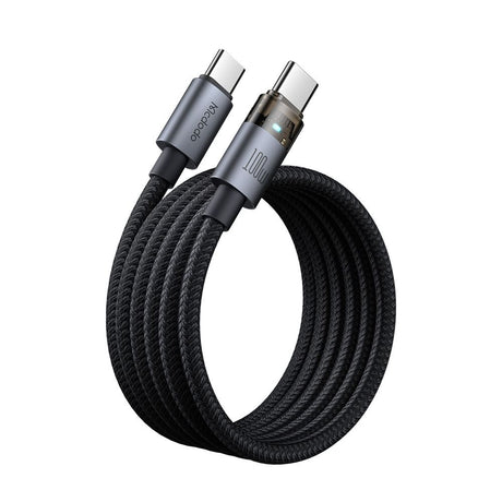 Cablu Mcdodo (CA-5580), with Charging Light, USB-C to USB-C, Transparent Cable, 100W, 1.2m, Negru