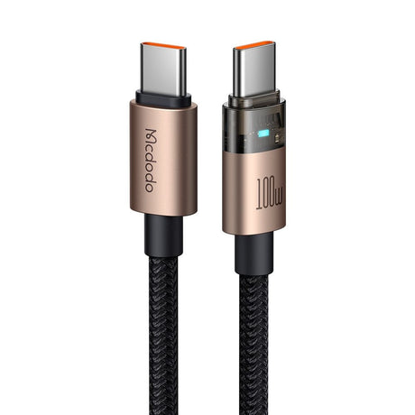 Cablu Mcdodo (CA-5581), with Charging Light, USB-C to USB-C, Transparent Cable, 100W, 1.2m, Auriu Desert