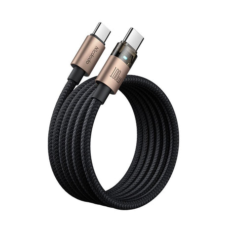 Cablu Mcdodo (CA-5581), with Charging Light, USB-C to USB-C, Transparent Cable, 100W, 1.2m, Auriu Desert