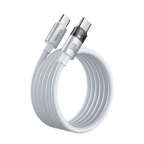 Cablu Mcdodo (CA-5582), with Charging Light, USB-C to USB-C, Transparent Cable, 100W, 1.2m, Alb