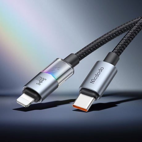Cablu Mcdodo (CA-8190), with 7 Colorful Lights, USB-C to Lightning, 36W, 3A, 1.2m, Negru