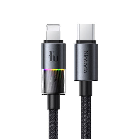 Cablu Mcdodo (CA-8190), with 7 Colorful Lights, USB-C to Lightning, 36W, 3A, 1.2m, Negru