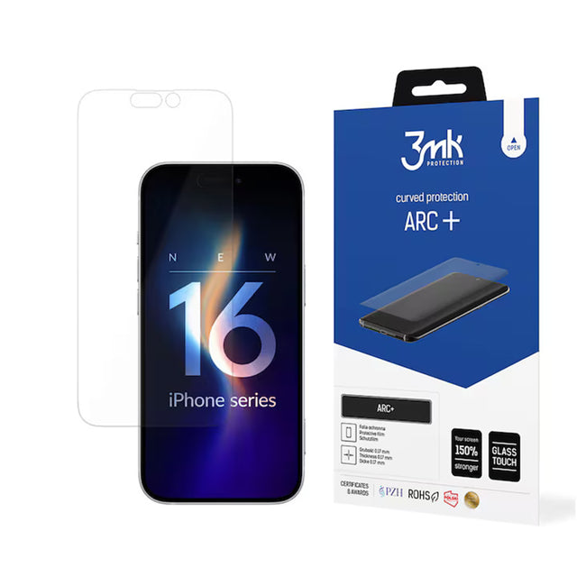 Folie de protectie 3mk ARC+ Protective Film compatibil cu iPhone 16 Pro, Transparent