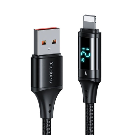 Cablu Mcdodo (CA-1060), USB 2.0 to Lightning, with Digital Display, Nylon Braided, Aluminum Alloy, 3A, 1.2m, Negru