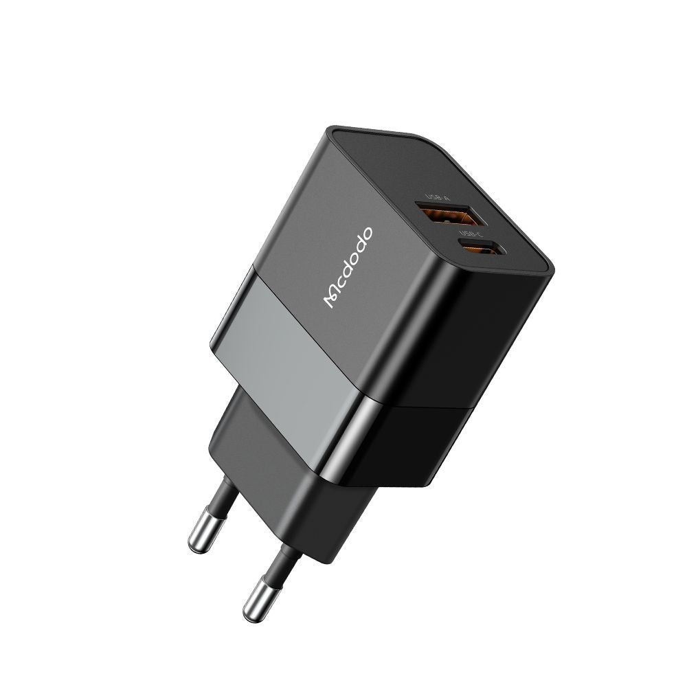 Incarcator Mcdodo Hydrogen Series (CH-1951), Dual Port, 20W, Fast Charger, Fireproof PC, Negru